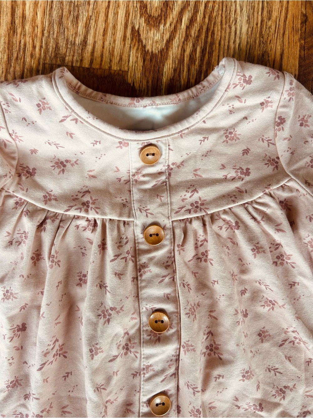 SweetHoney Toddler Girls Blush Pink Floral Button-Front Top Long Sleeve Shirt 2T